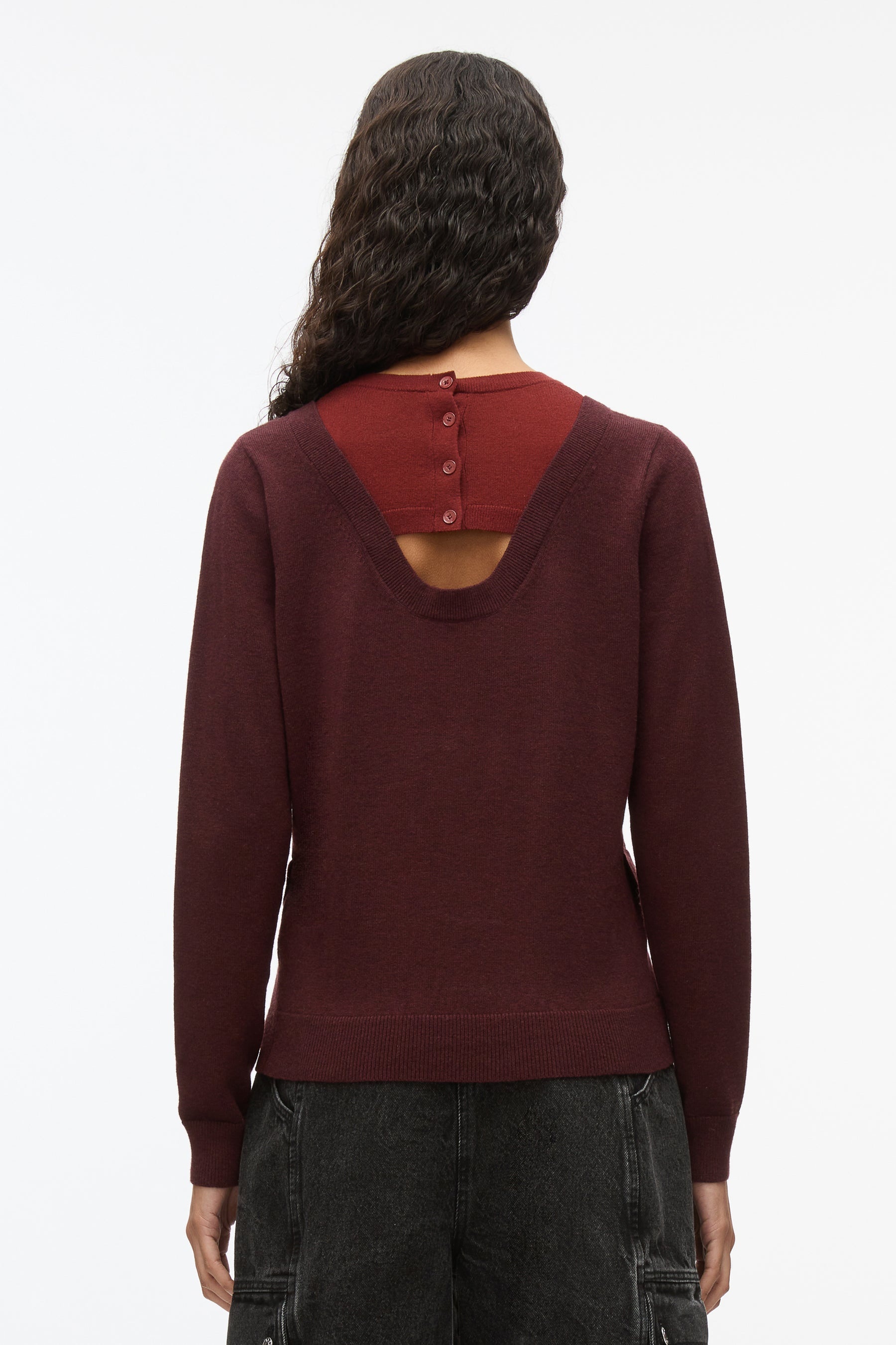 Layered Knit Pullover with Keyhole - 4