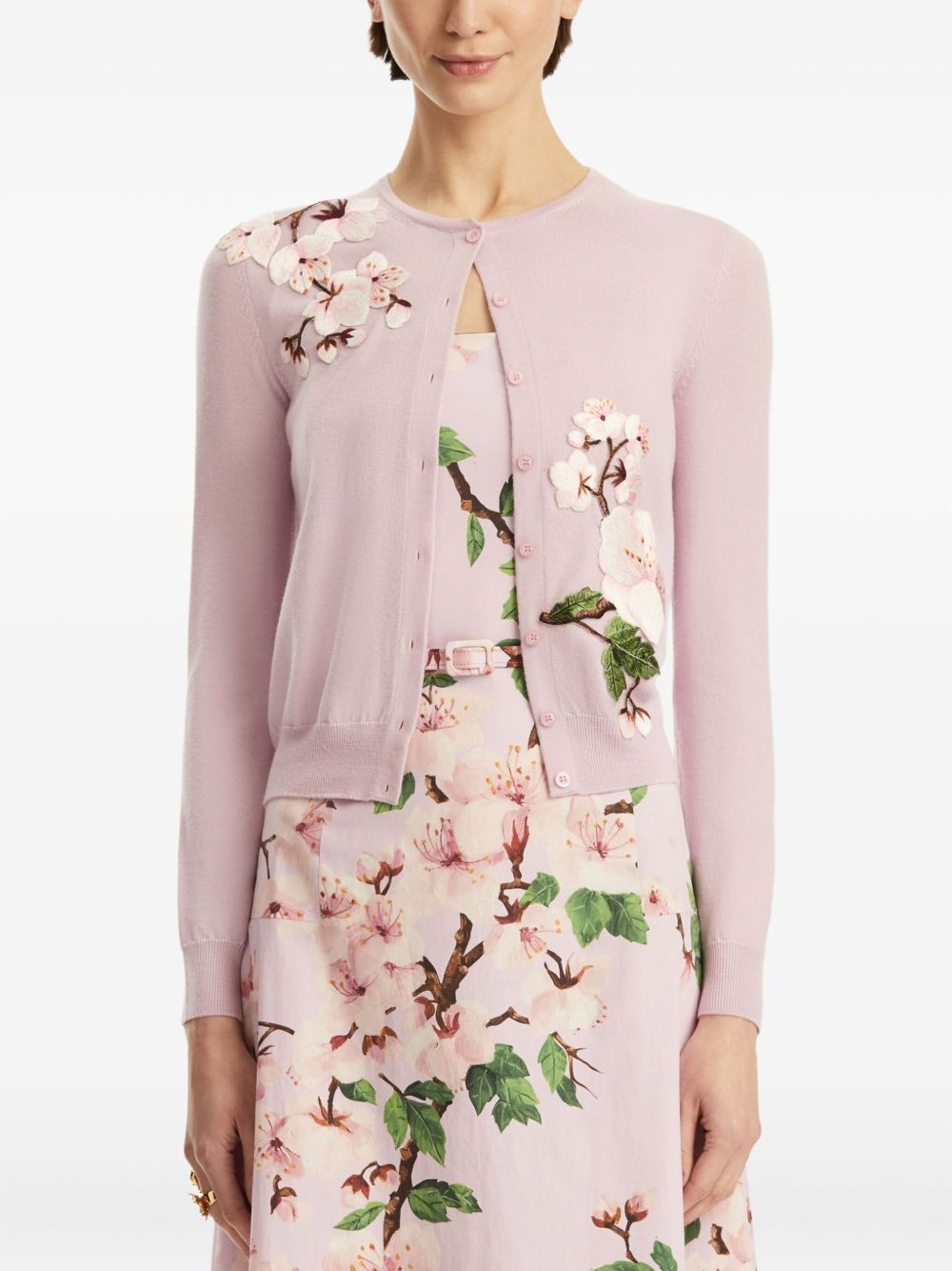 floral-embellished cardigan - 3