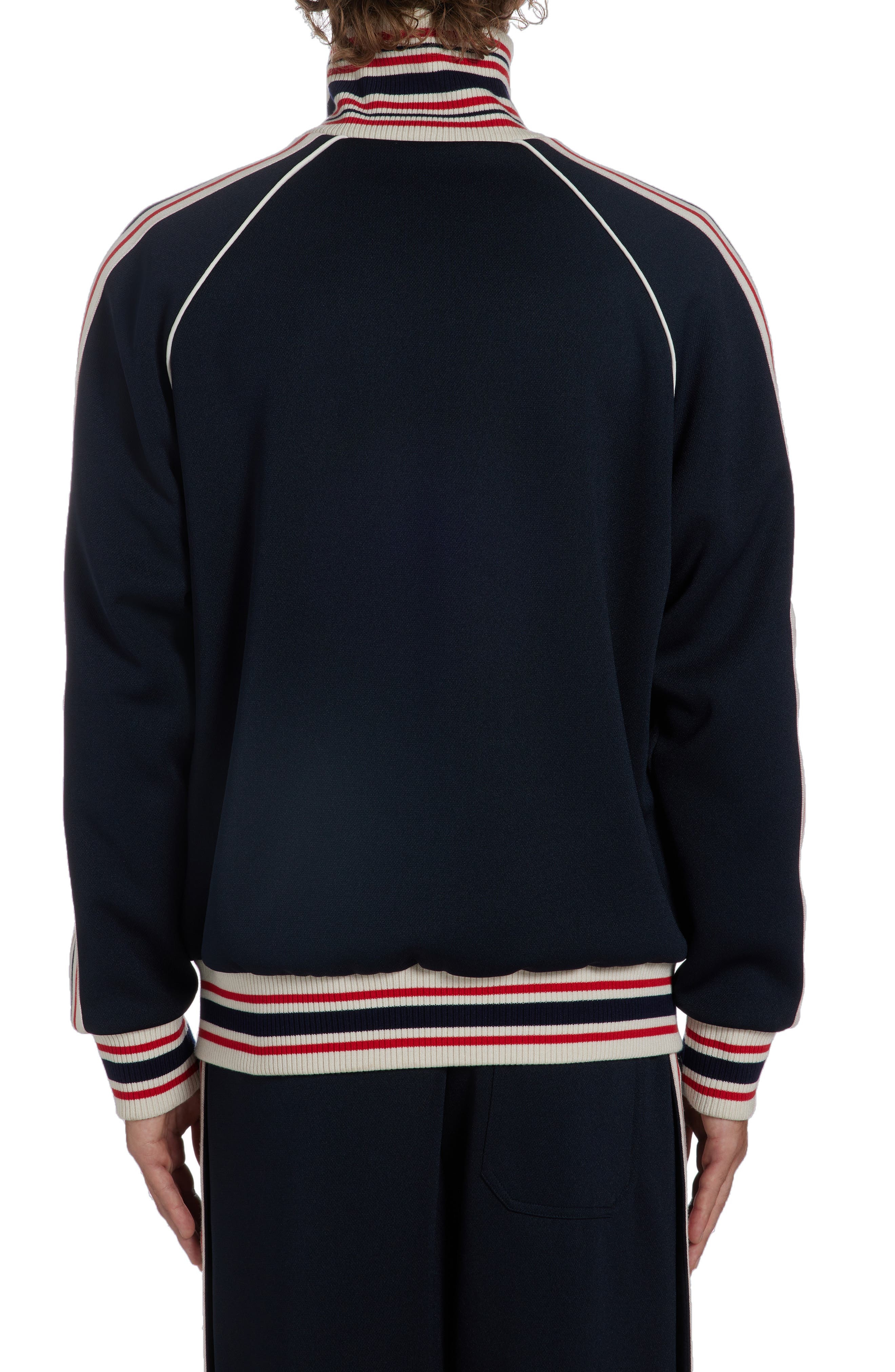 Golden Goose Stripe Trim Raglan Sleeve Track Jacket in Dark Blue/Papyrus at Nordstrom - 3