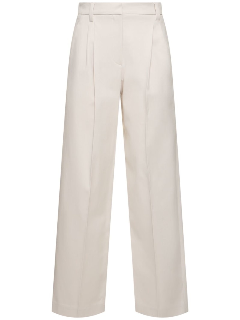 Stretch cotton straight pants - 1