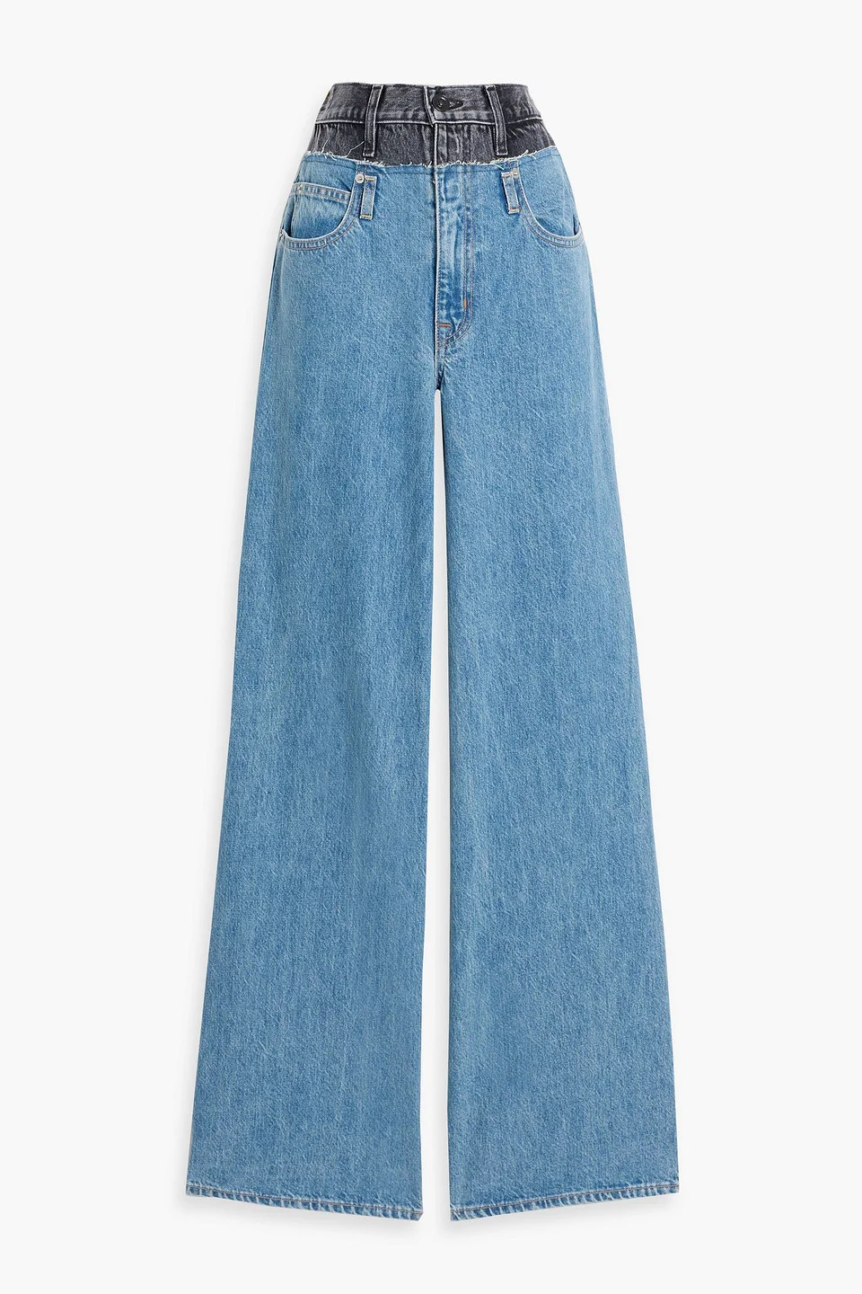 Paneled high-rise wide-leg jeans - 1