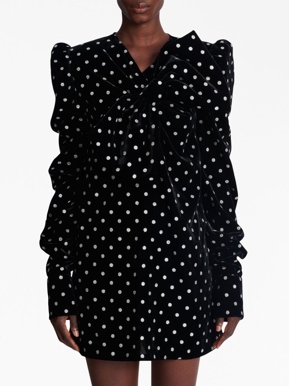 polka-dot long-sleeve dress - 5