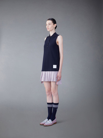 Thom Browne Classic Pique Check Poplin Mini Pleated Polo Dress outlook