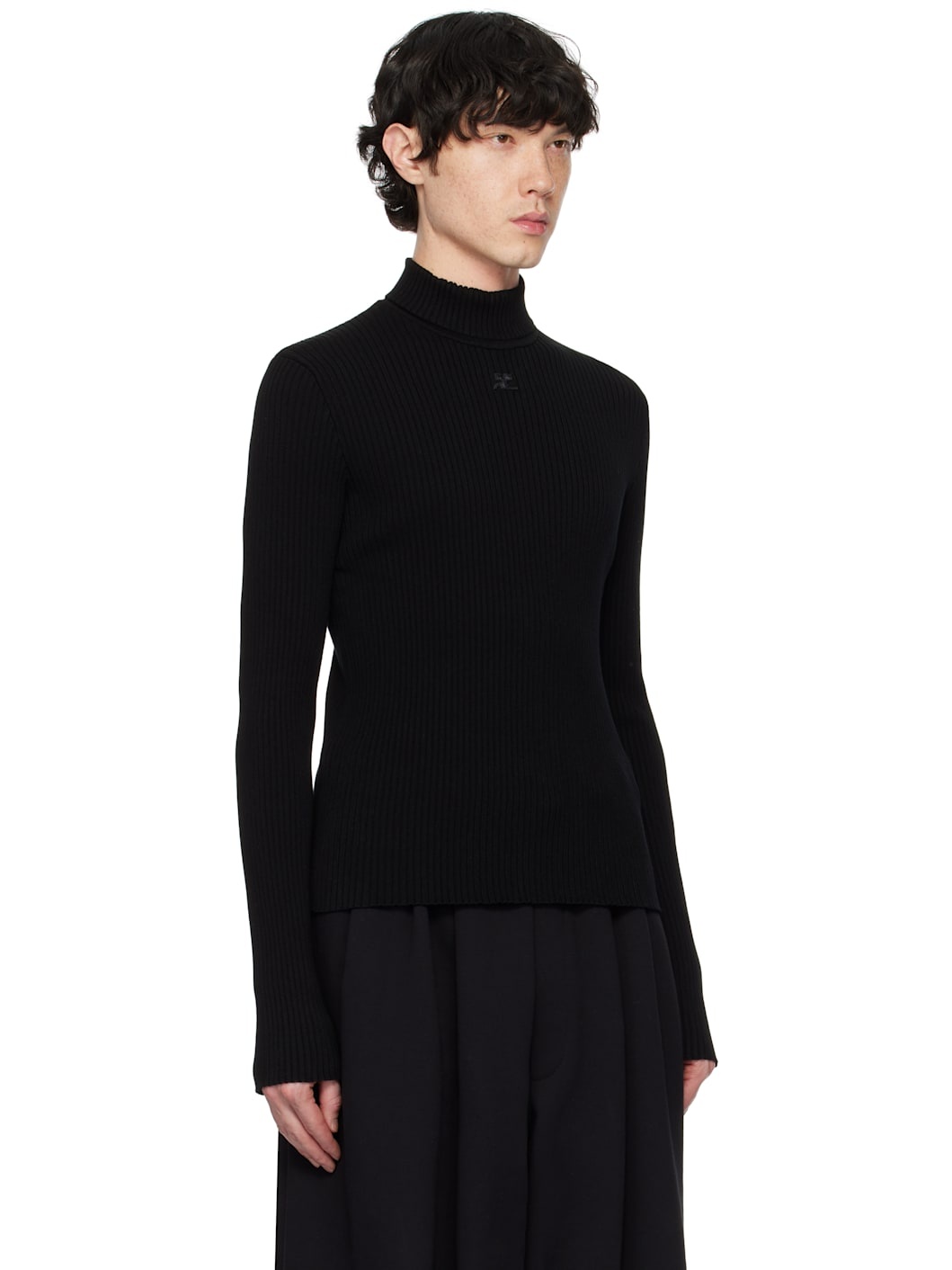 Black Reedition Rib Knit Mockneck Sweater - 2