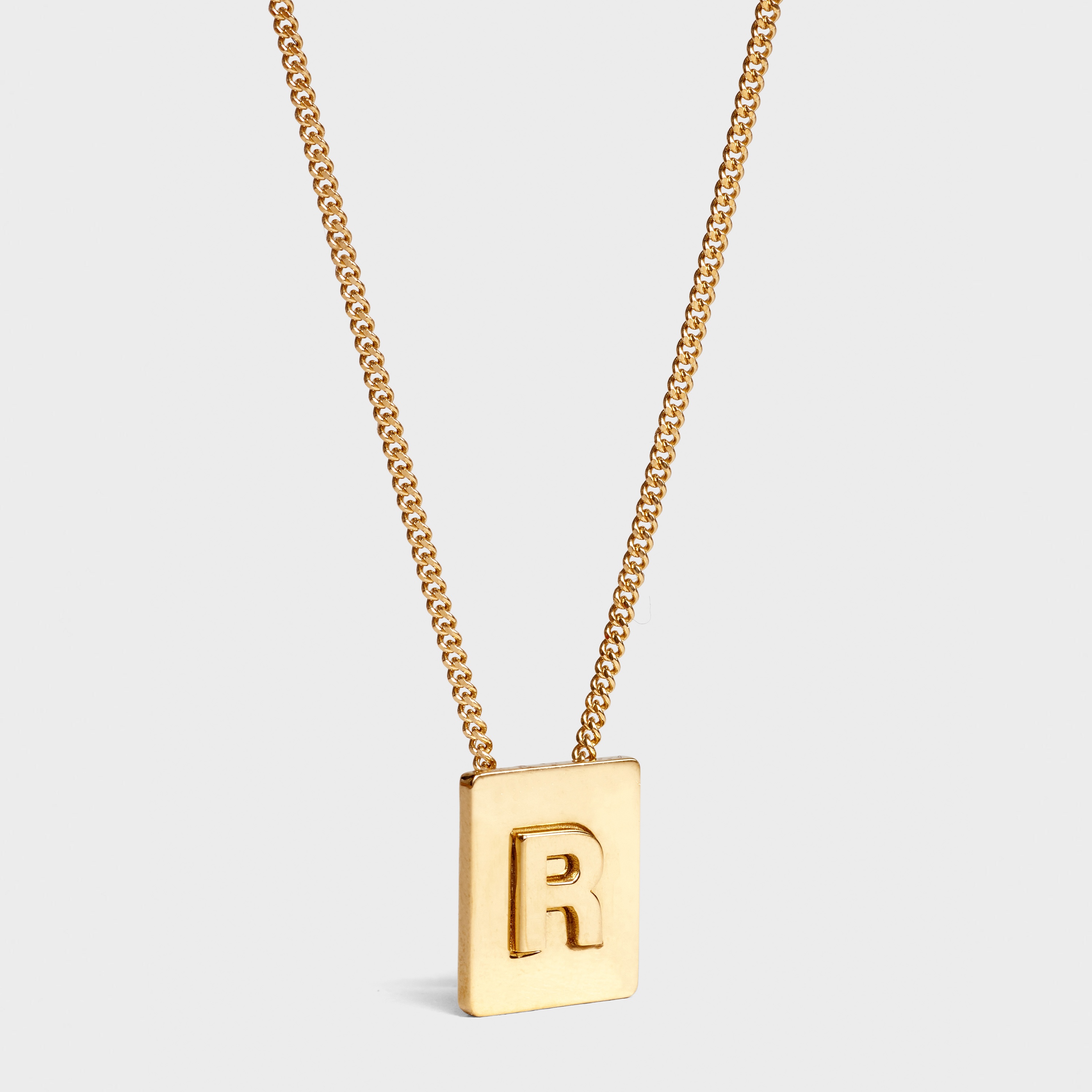 Alphabet R Necklace in Brass with Gold finish - 1