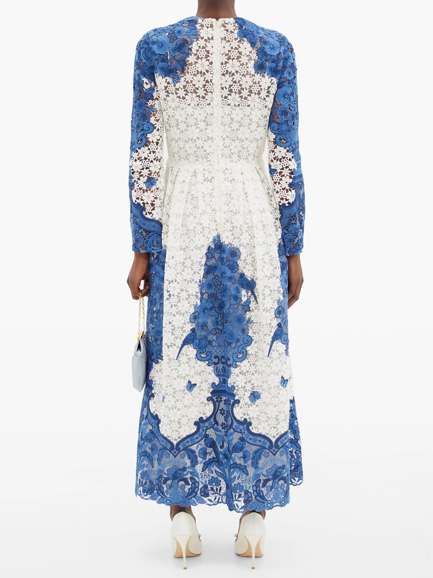 Delf-print guipure-lace cotton-blend midi dress - 5