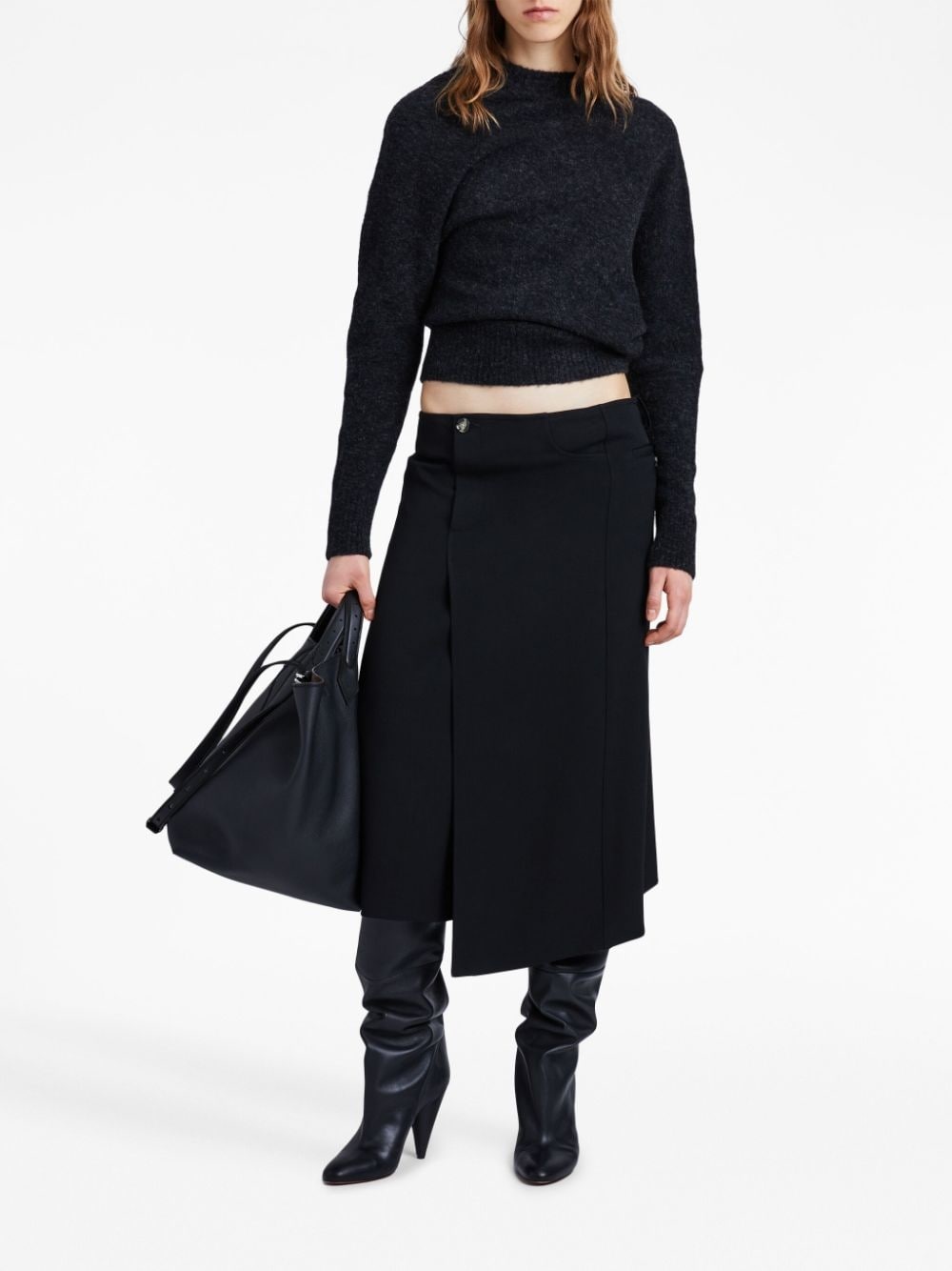 asymmetric twill wrap skirt - 3