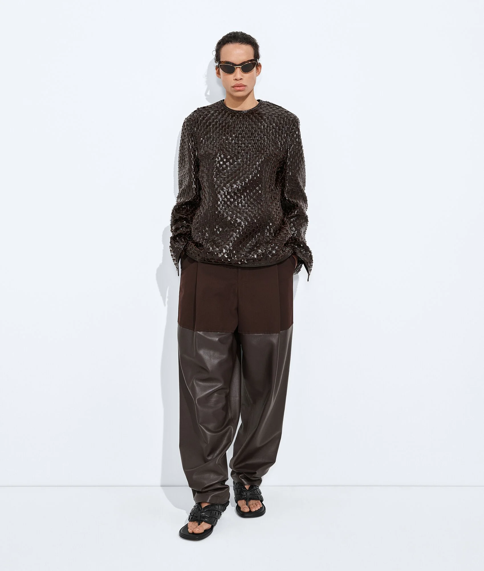 Cotton and Leather Pants - 1