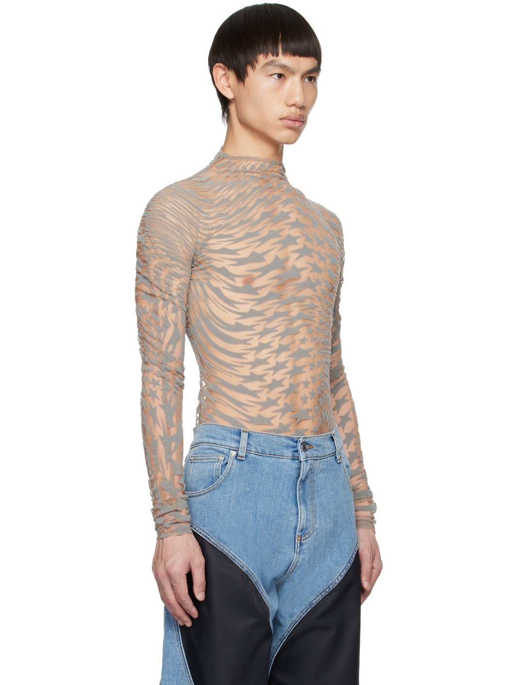 Tan & Gray Star Turtleneck - 2