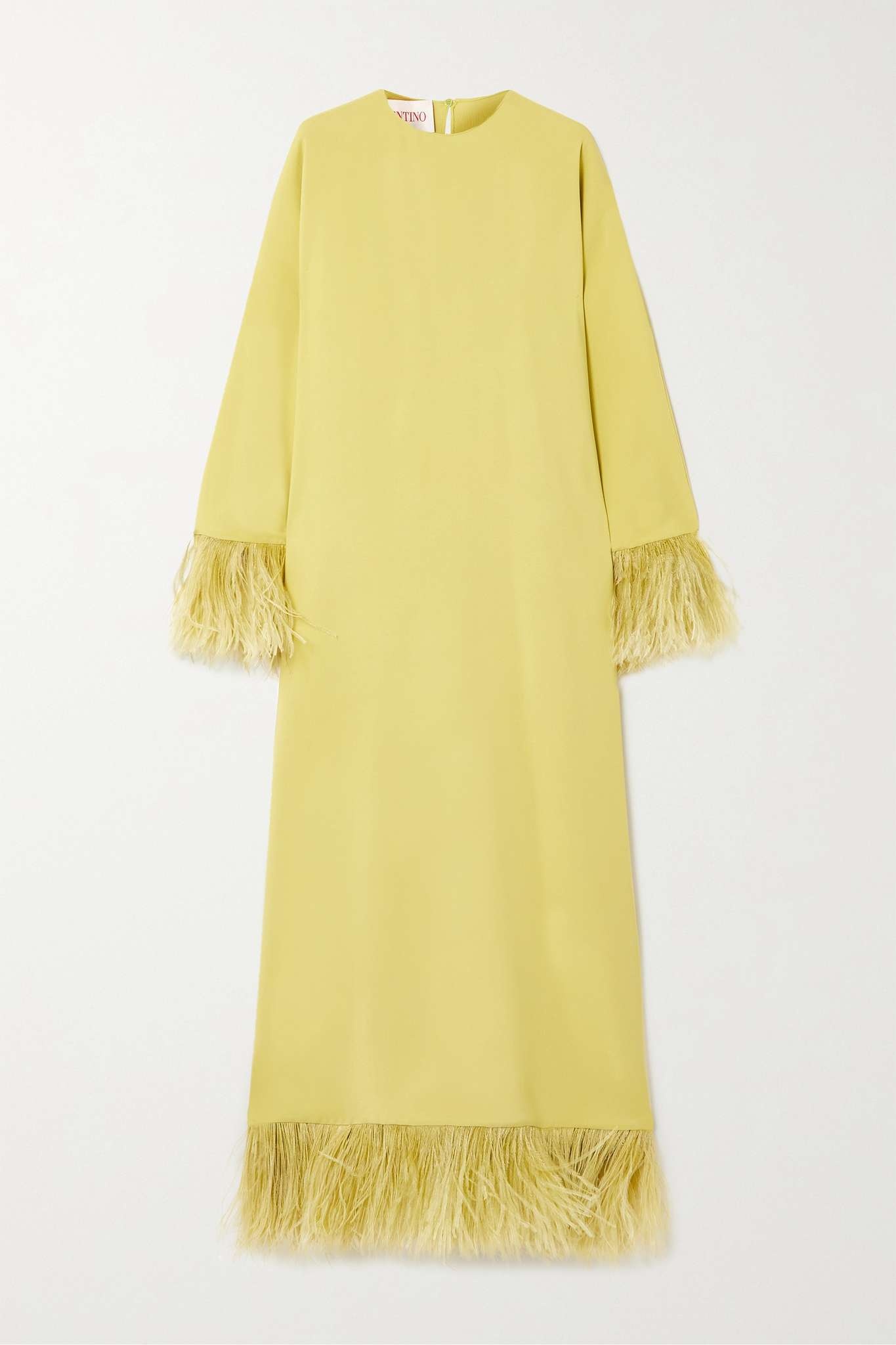 Feather-trimmed silk-crepe maxi dress - 1