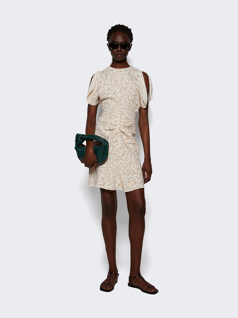 Victoria Beckham Gathered Waist Mini Dress Floral Ovation Peach outlook