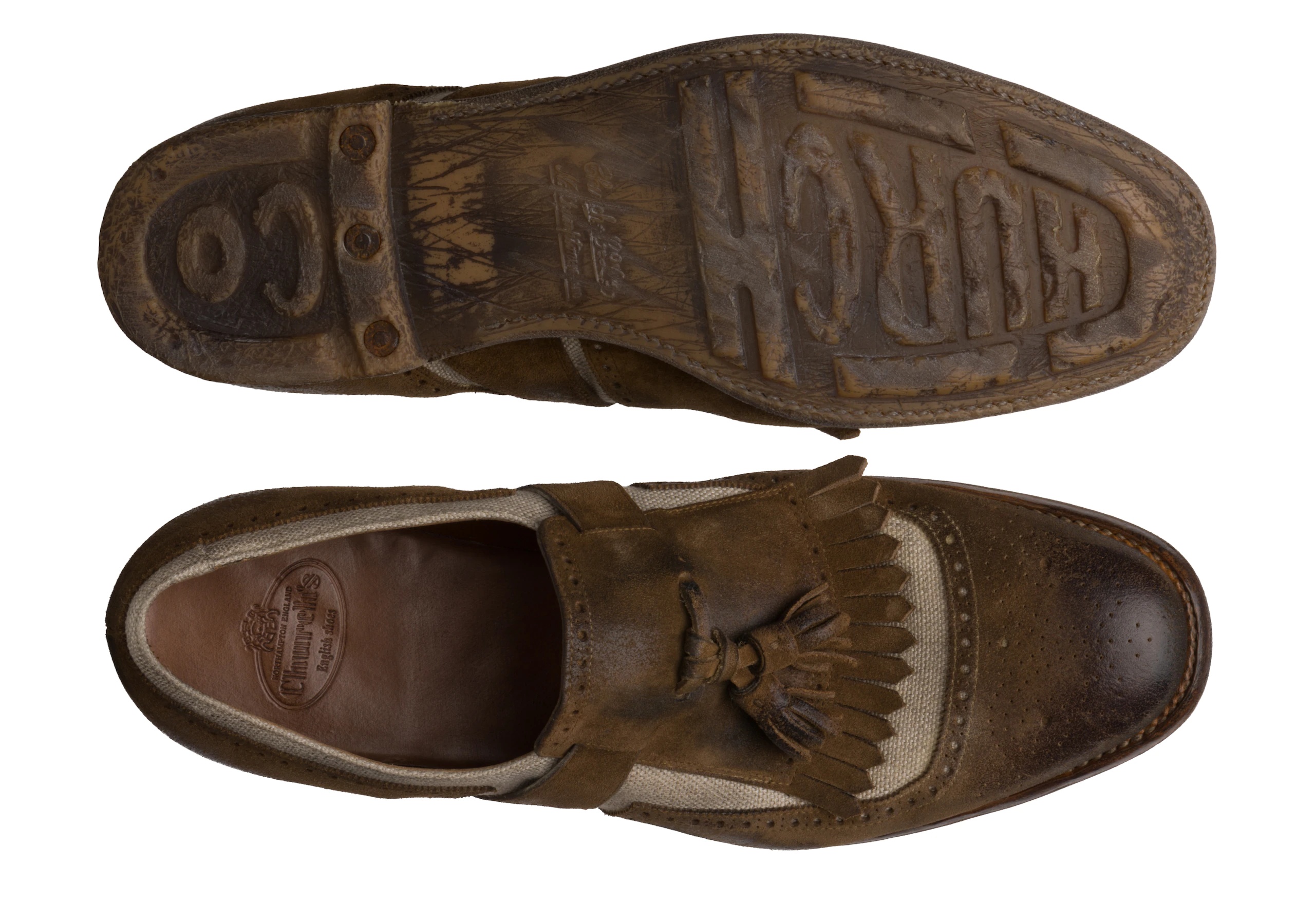 Shanghai 13
Suede and Linen Tassel Loafer Sigar & ecru - 3