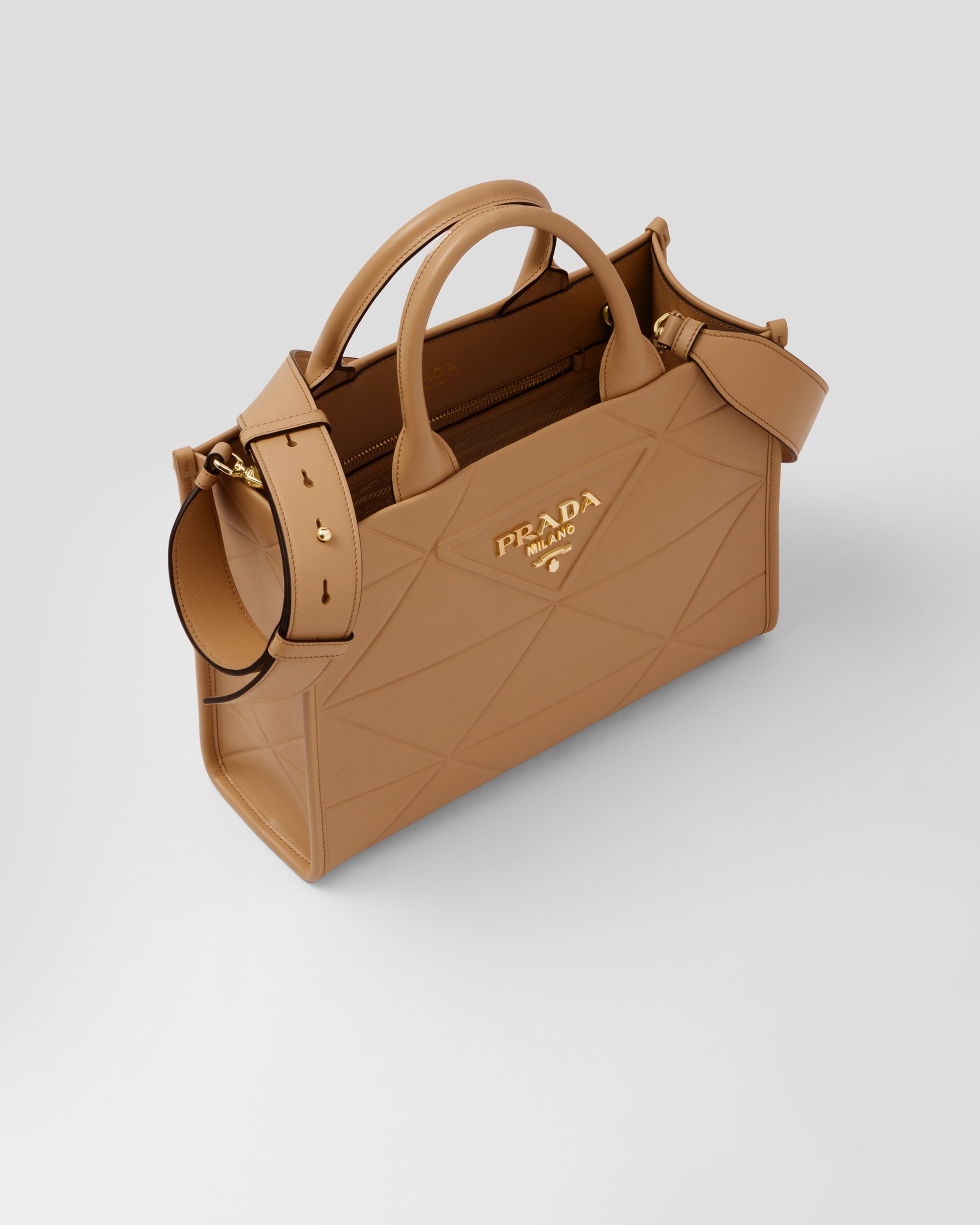 Shop Prada Small Leather Symbole Bag with Topstitching