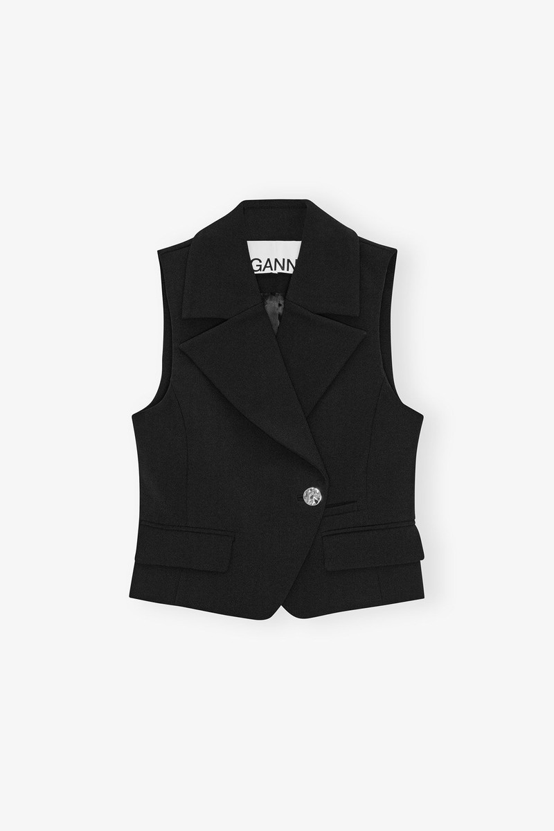 BLACK BONDED CREPE VEST 1