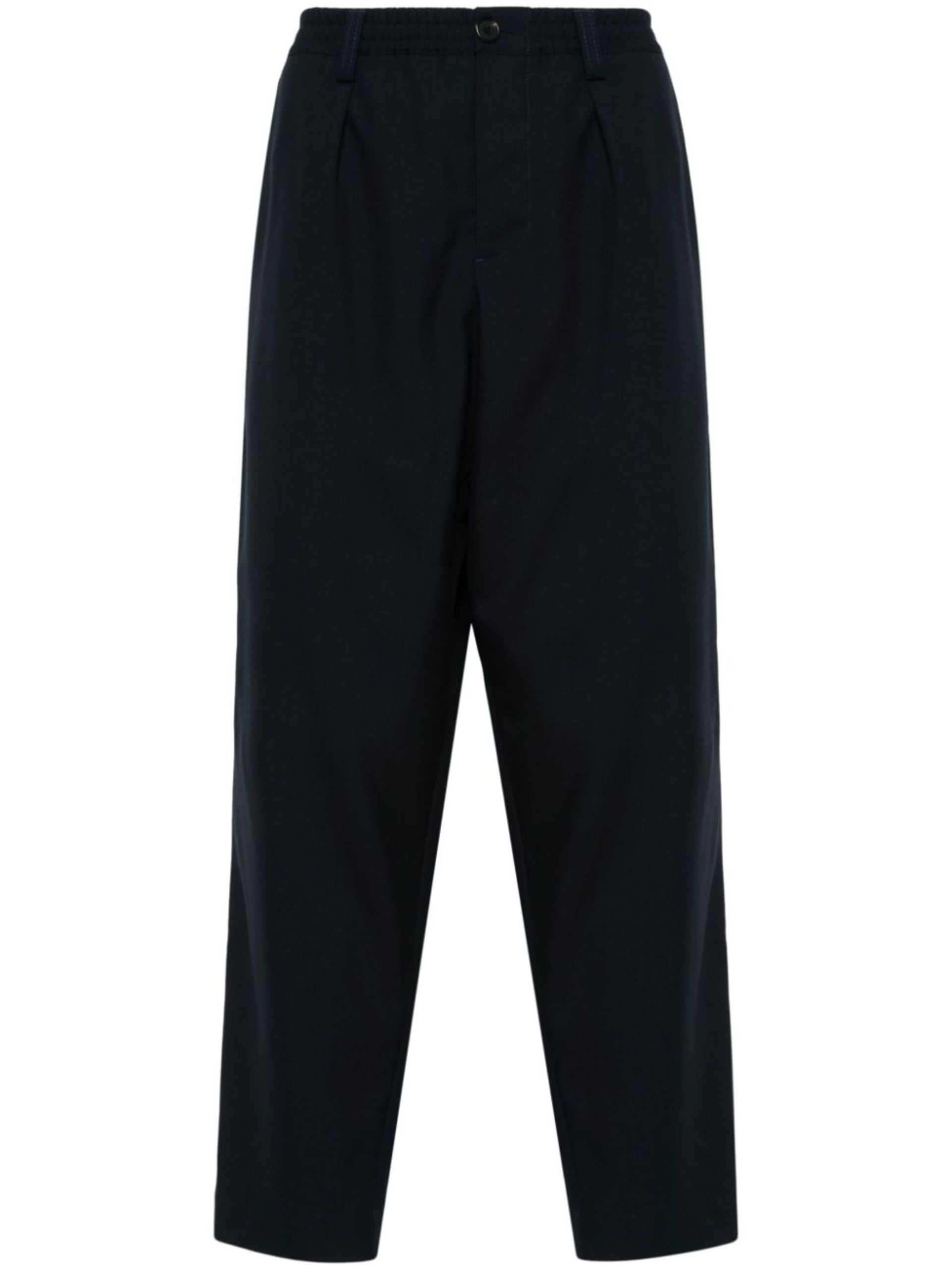 Blue Tapered Virgin Wool Trousers - 1