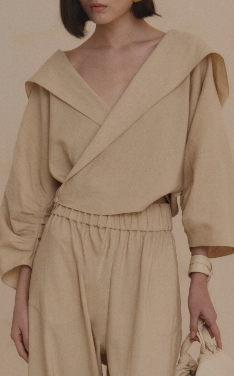 cortana Noa Linen-Blend Wrap Jacket neutral outlook