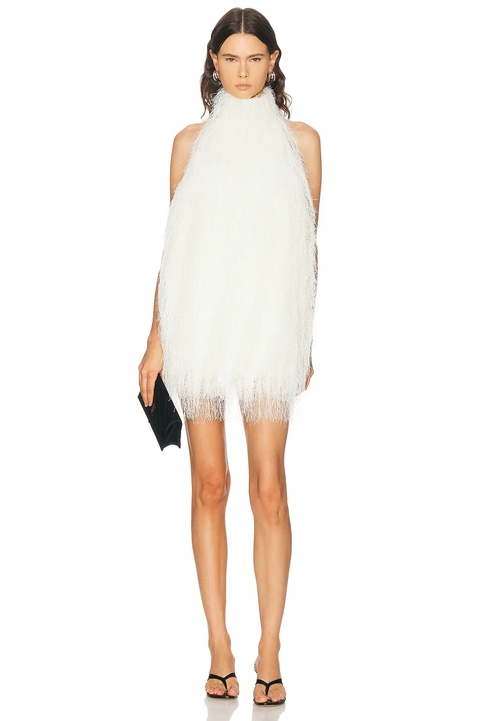 Polyester Fringe Halter Mini Dress - 1