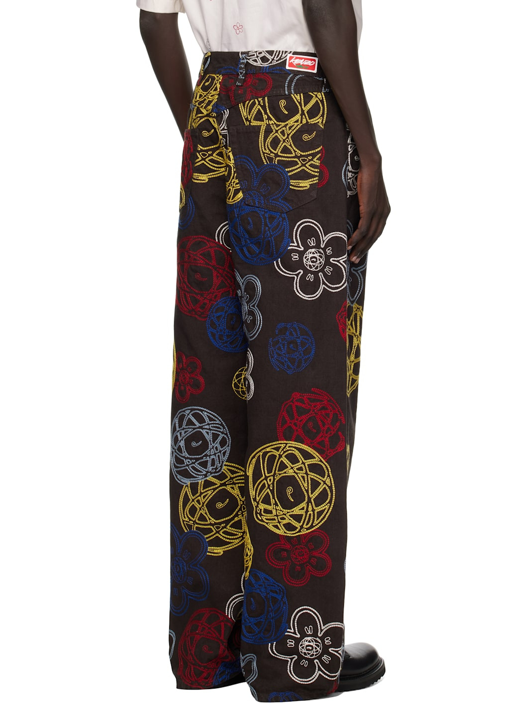 Brown Kenzo Paris Futura 2000 Edition Embroidered Trousers - 3