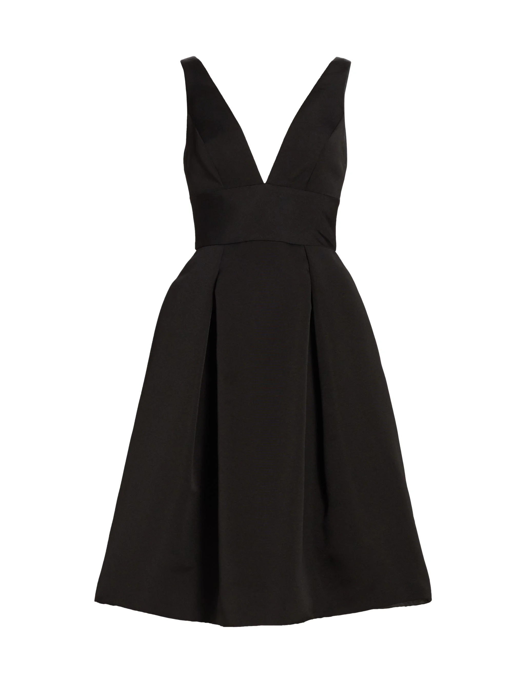 Women's Faille Deep V-Neck Dress - Black - 1