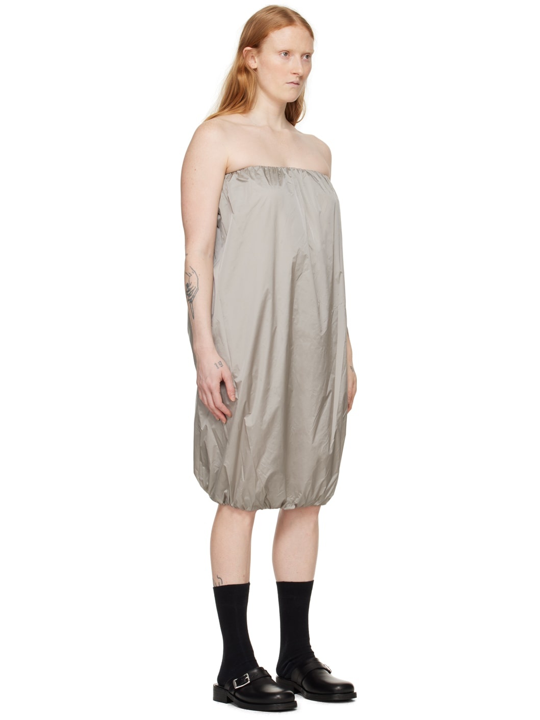 Gray Shirred Minidress - 2