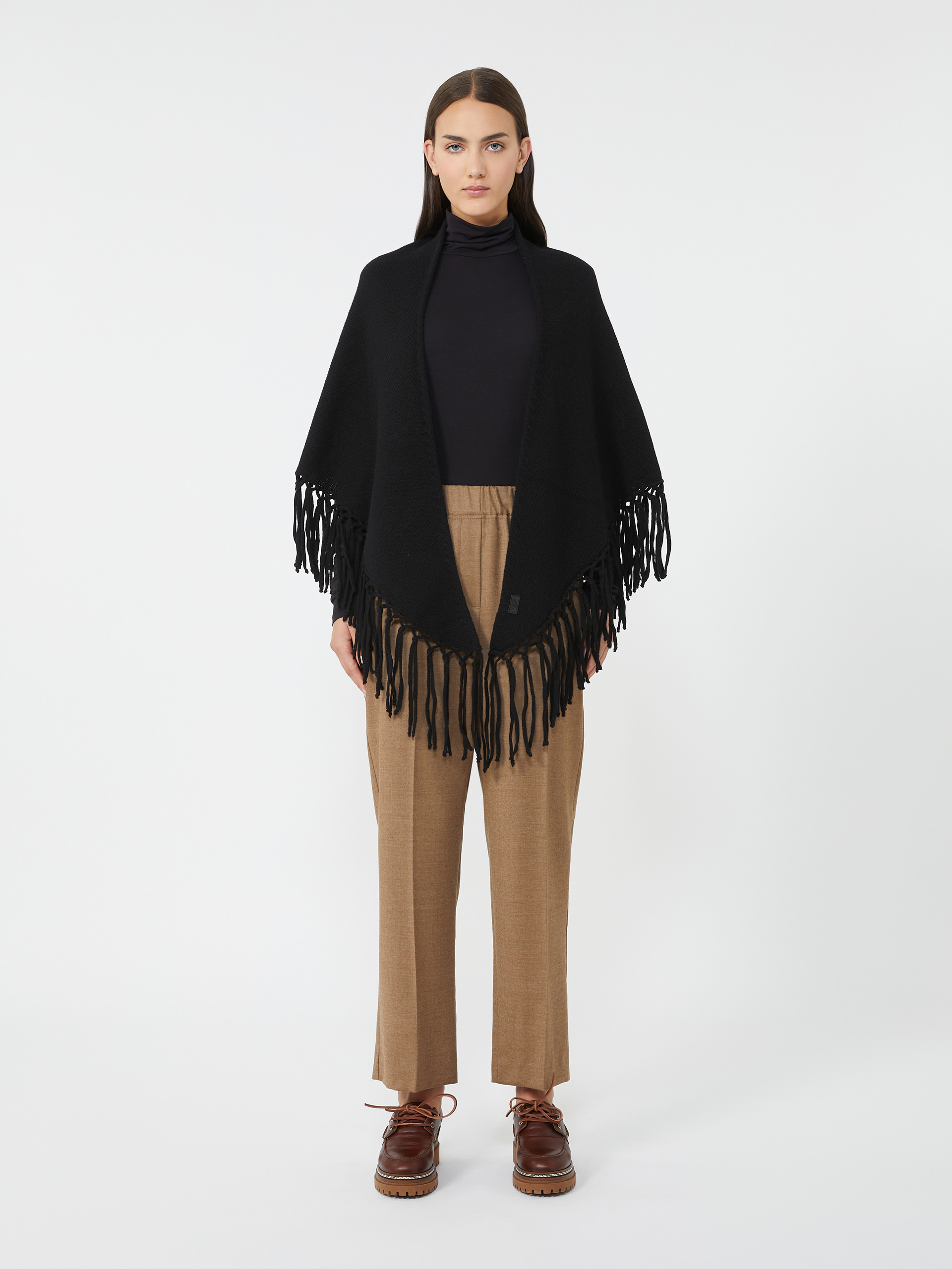 TORNADO Wool shawl with fringes - 2