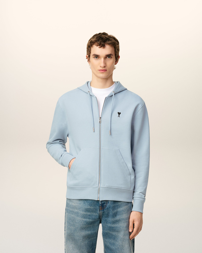 AMI Paris BLUE COTTON ZIPPED AMI DE COEUR HOODIE outlook