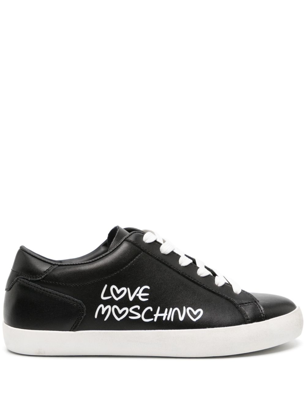 logo-print leather sneakers - 1