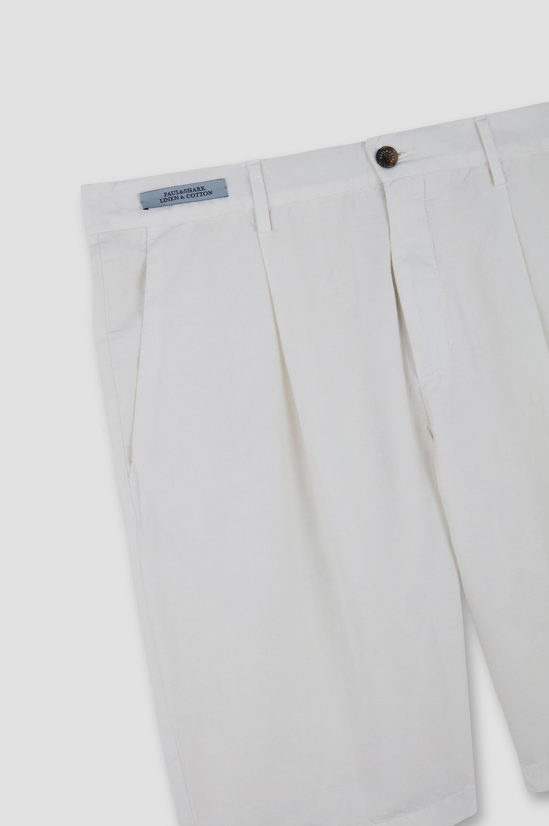 LINEN AND COTTON BERMUDA WITH PLEATS - 5