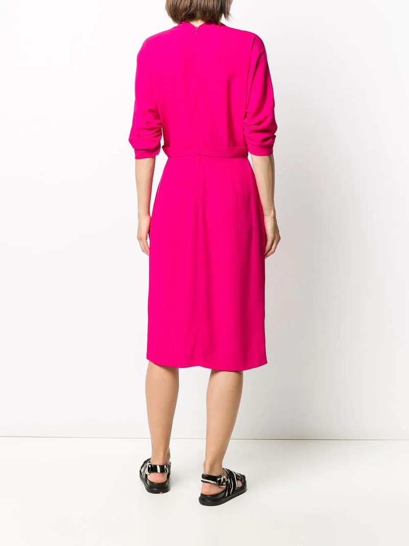 ruched-sleeves tie-neck day dress 4