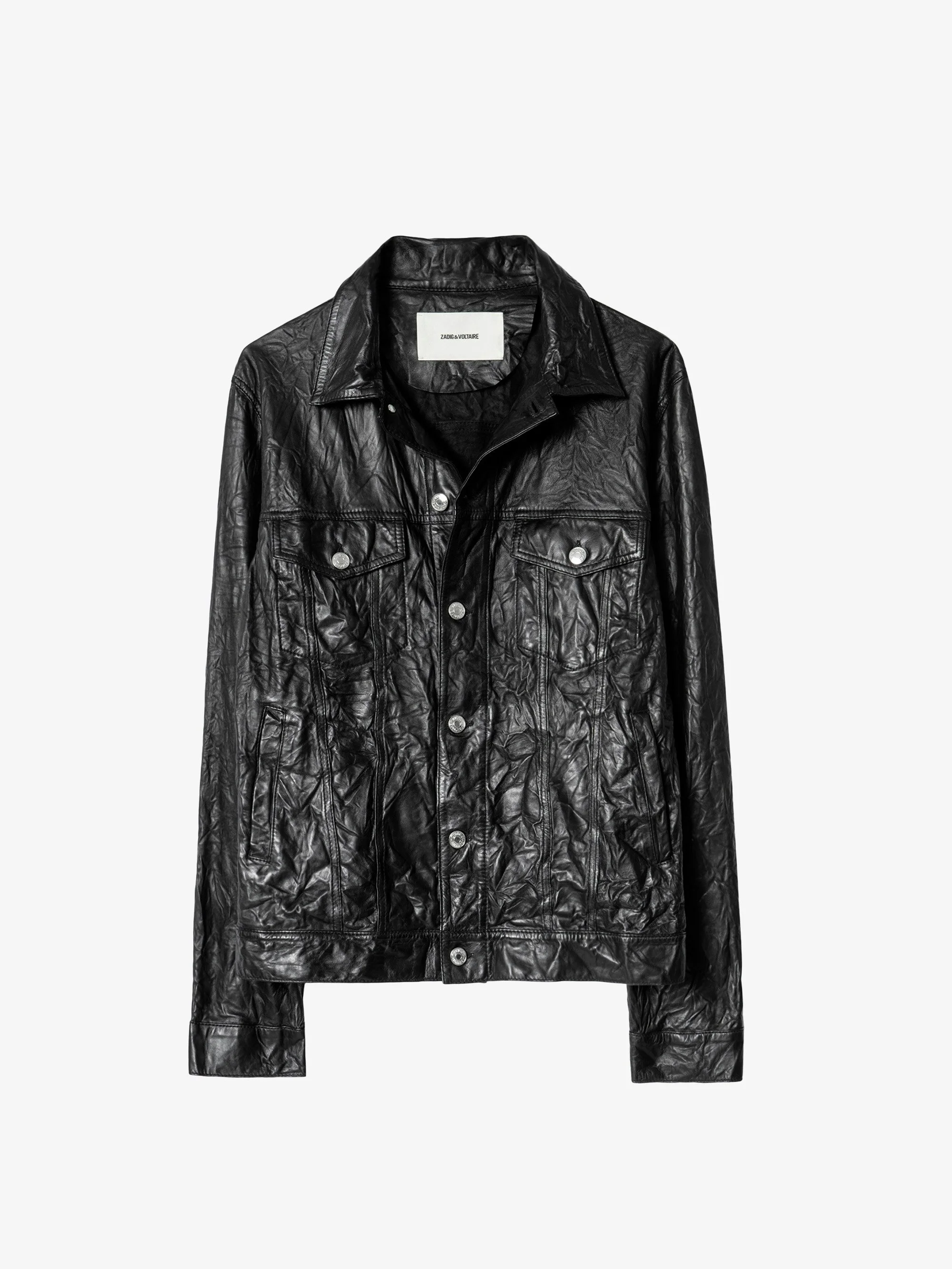 Creased leather base jacket - 1