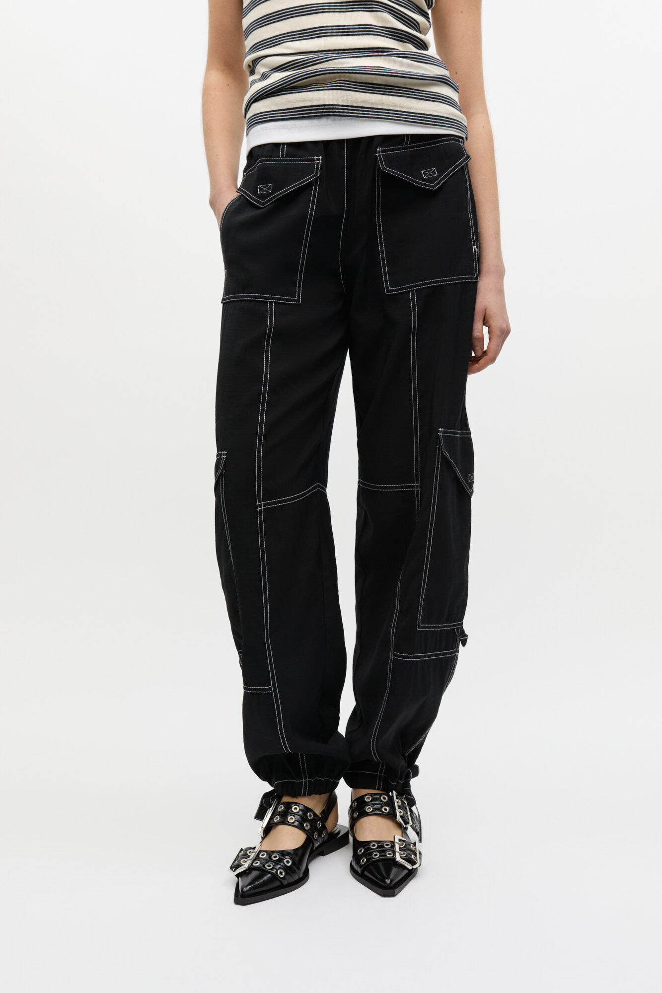 LIGHT SLUB POCKET PANTS - 4