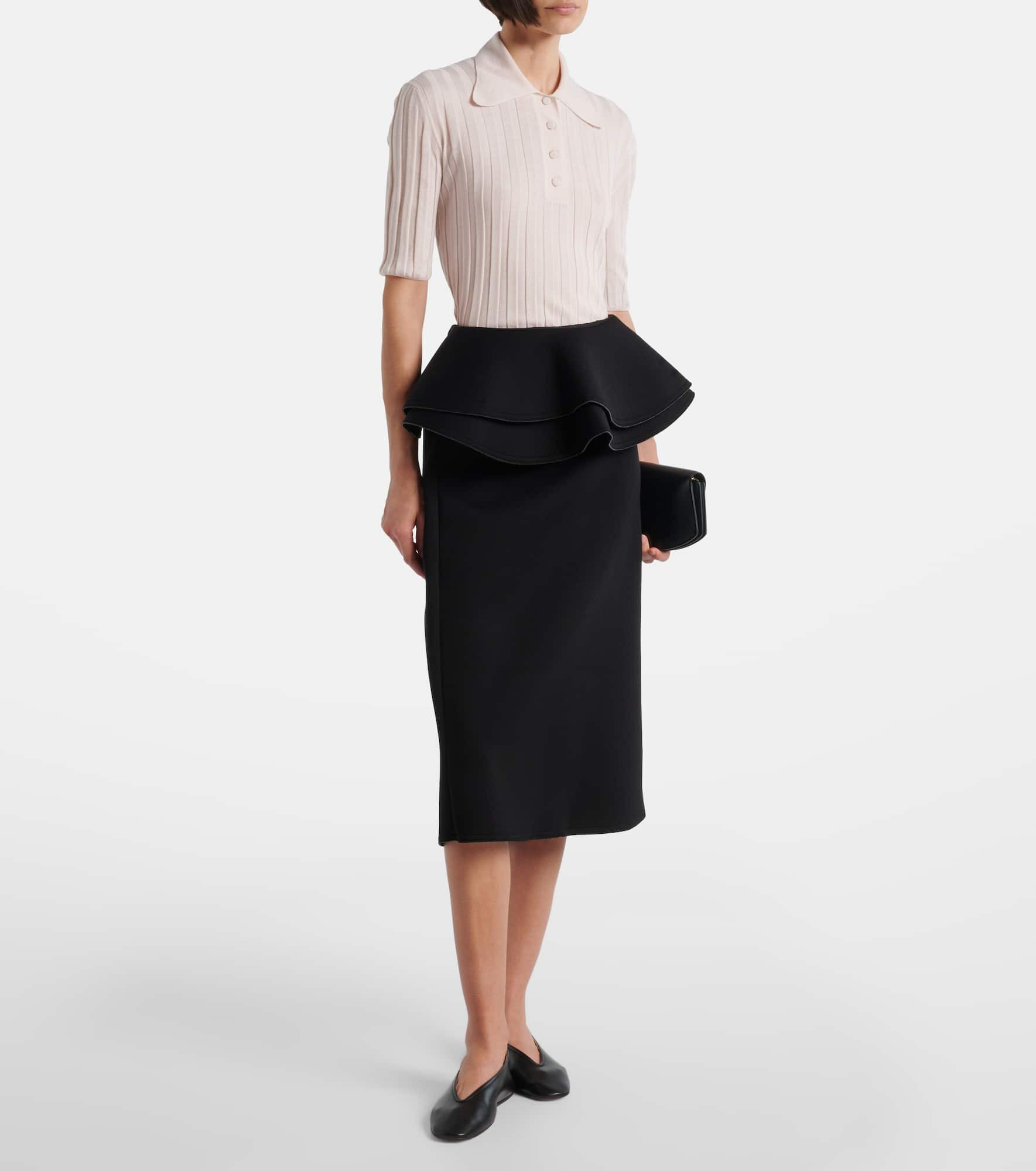 Ribbed-knit wool polo shirt - 2