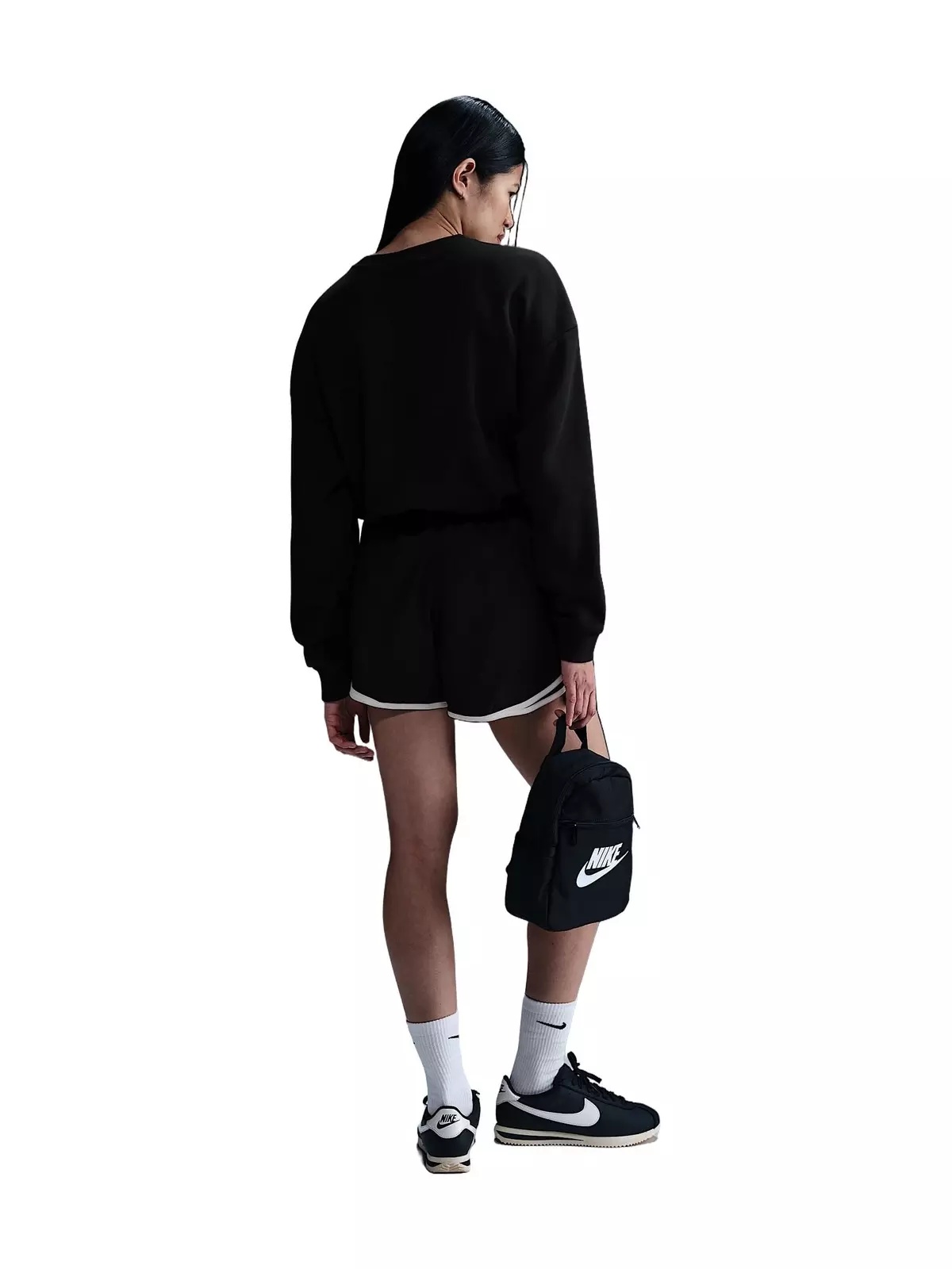 Women's Sportswear Club Fleece Loose Crew-Neck Sweatshirt -Black - 5