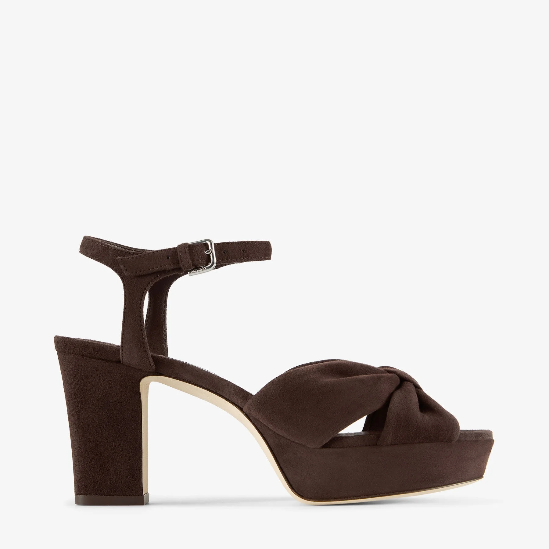 Heloise 80
Chocolate Suede Platform Sandals - 1