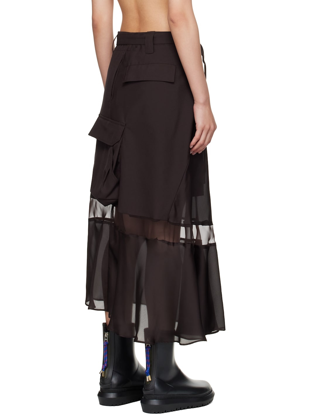 Brown Suiting Midi Skirt - 3
