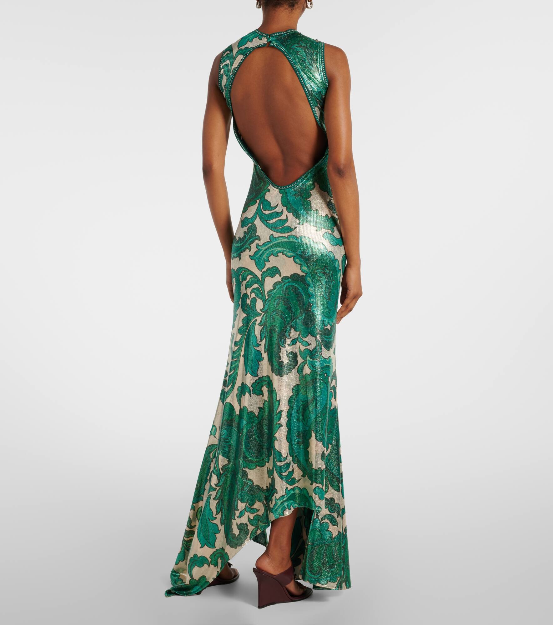 Paisley open-back lamé maxi dress - 3