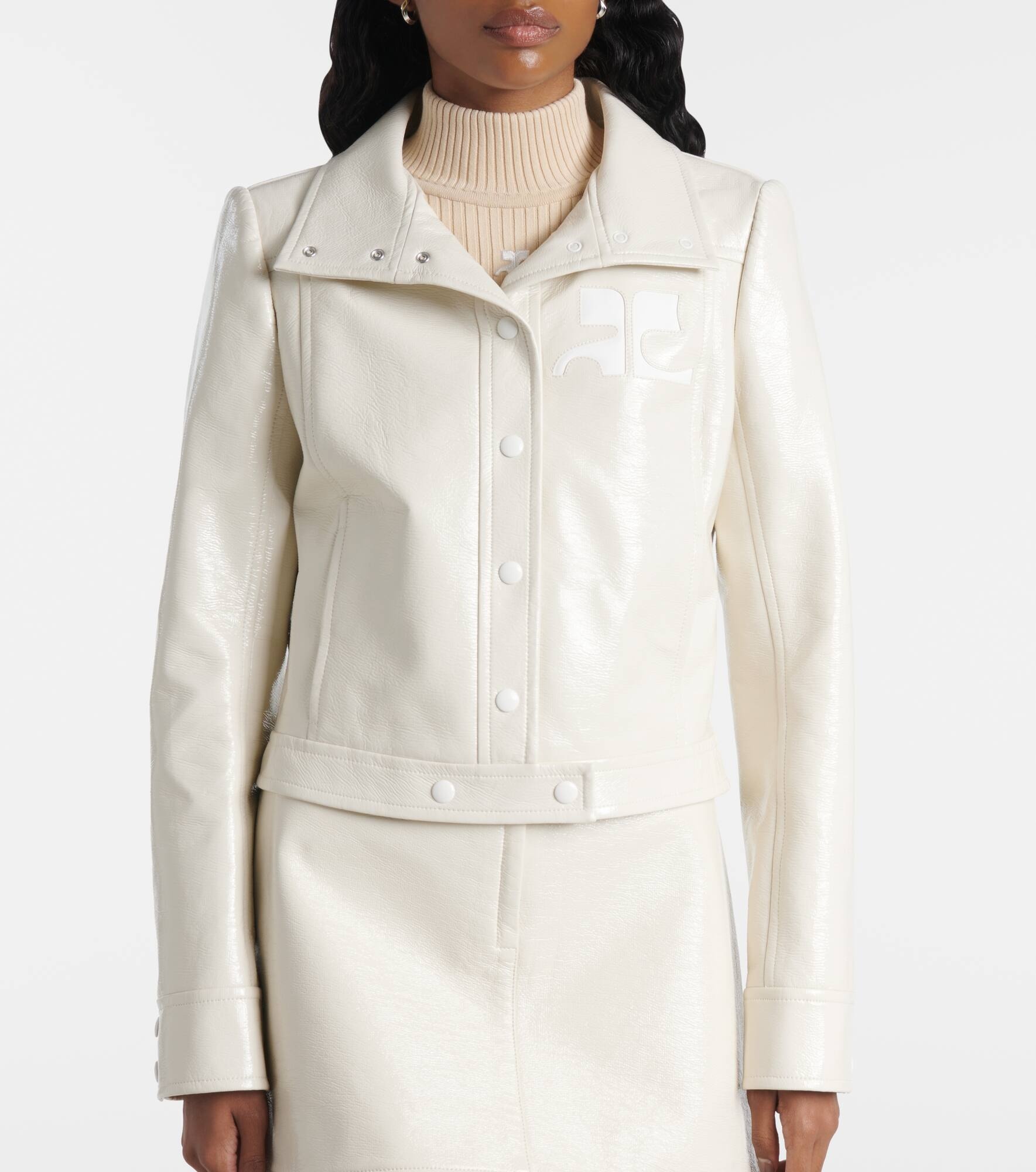 Logo faux leather jacket - 6