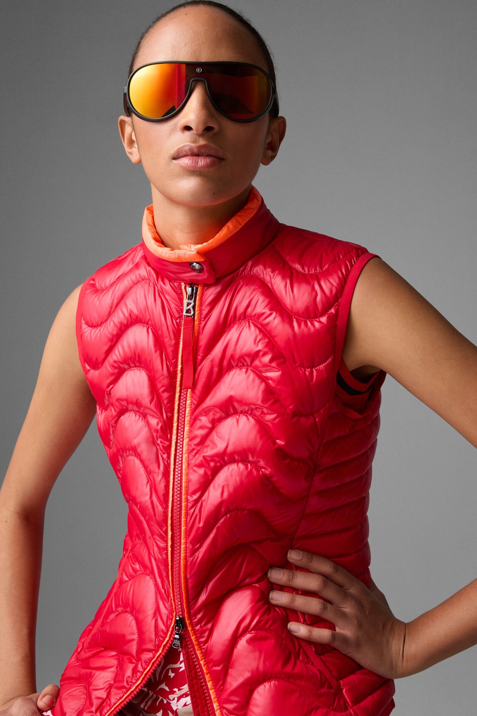 Kleo lightweight down vest in Red/Orange - 5