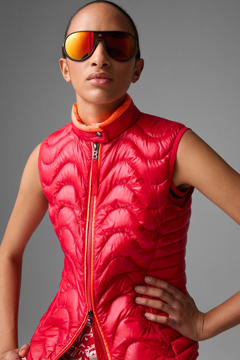 Kleo lightweight down vest in Red/Orange 5