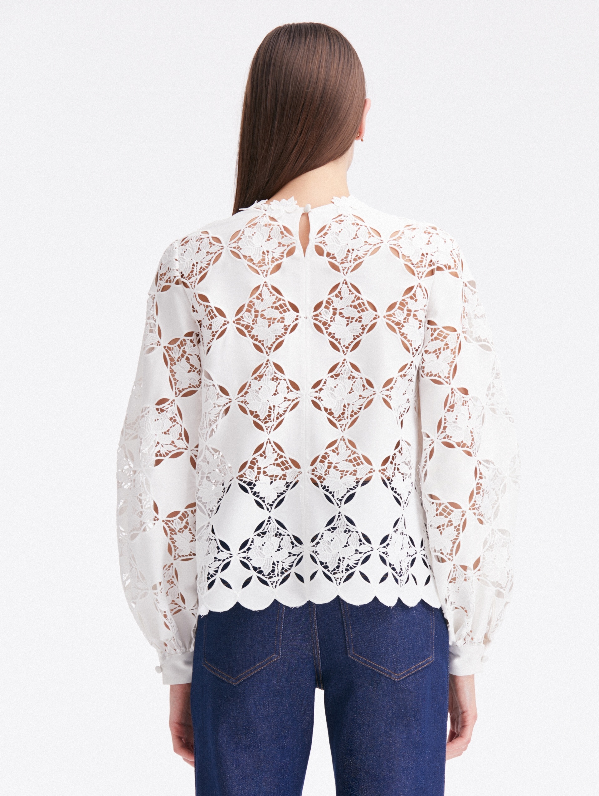 GARDENIA GUIPURE EYELET BLOUSE - 3