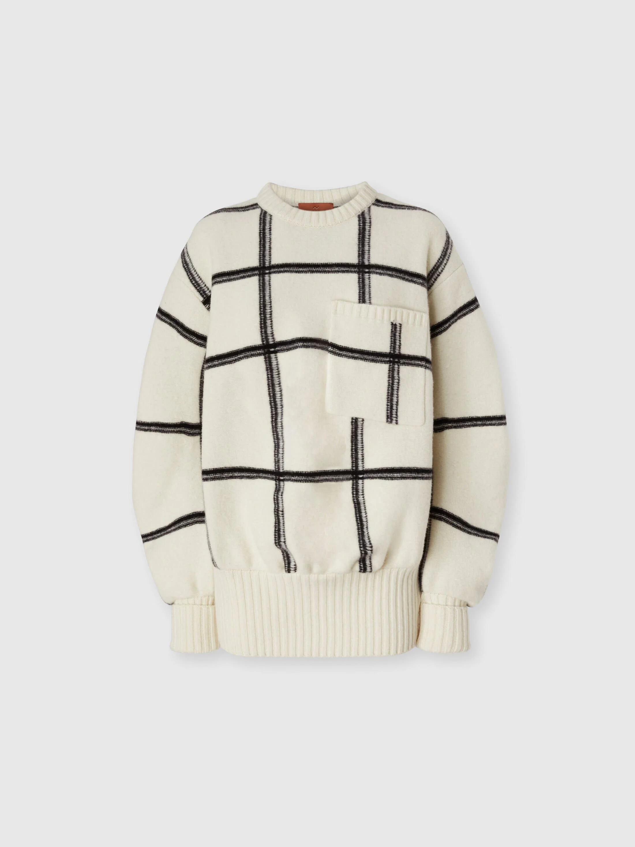 Missoni Oversized Wool Check Crew Neck Sweater in White at Nordstrom - 1