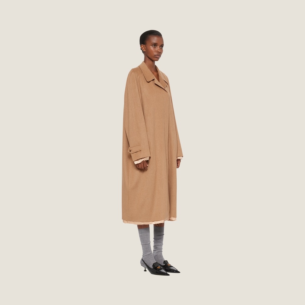 Single-breasted velour camel-hair coat - 4