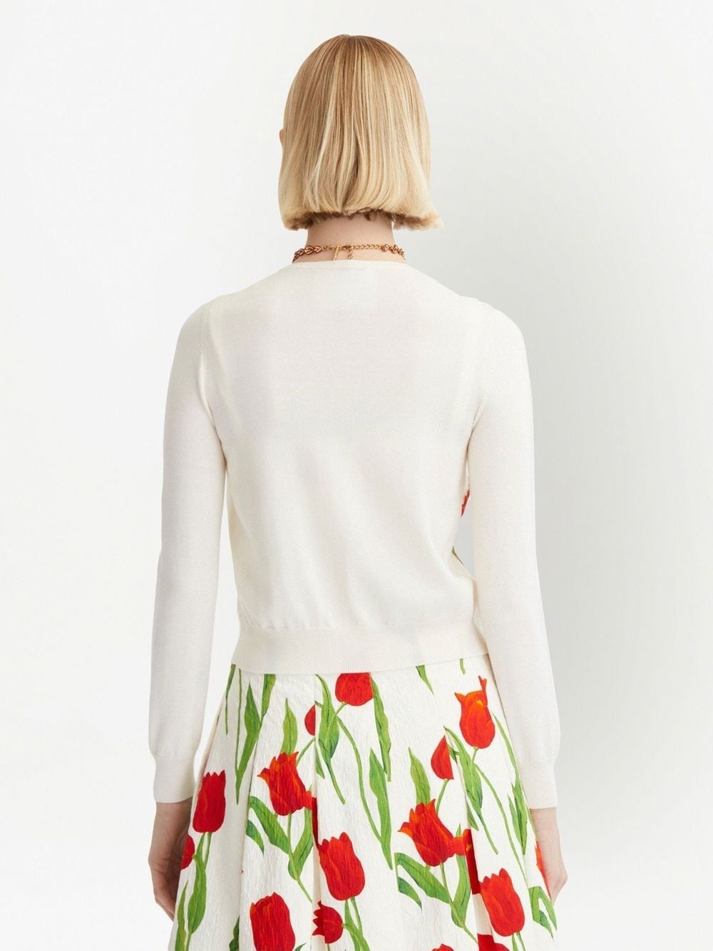 floral-embroidered wool cardigan - 4