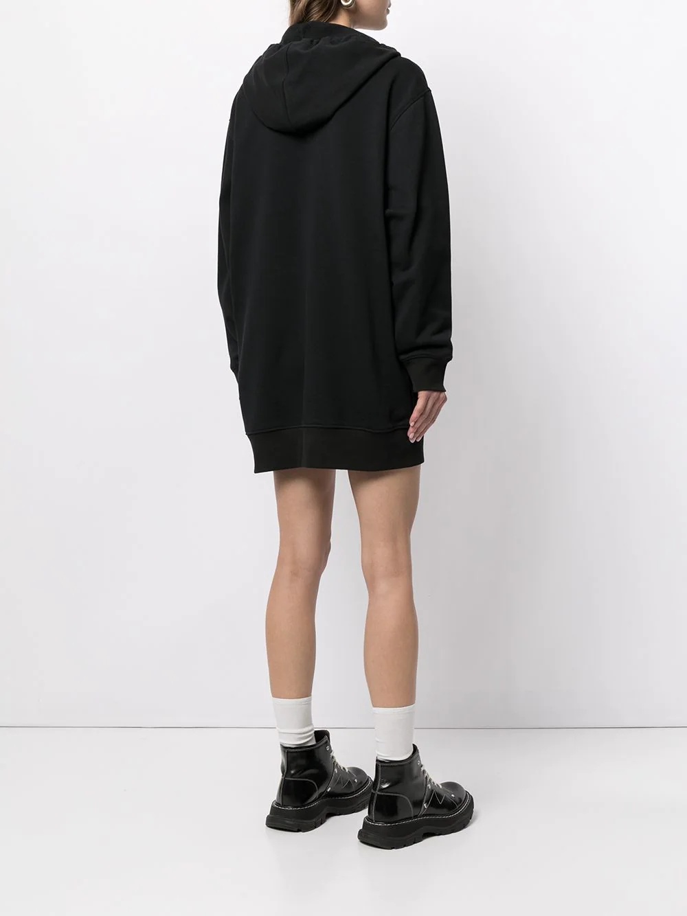 drawstring-hood sweatshirt dress - 4