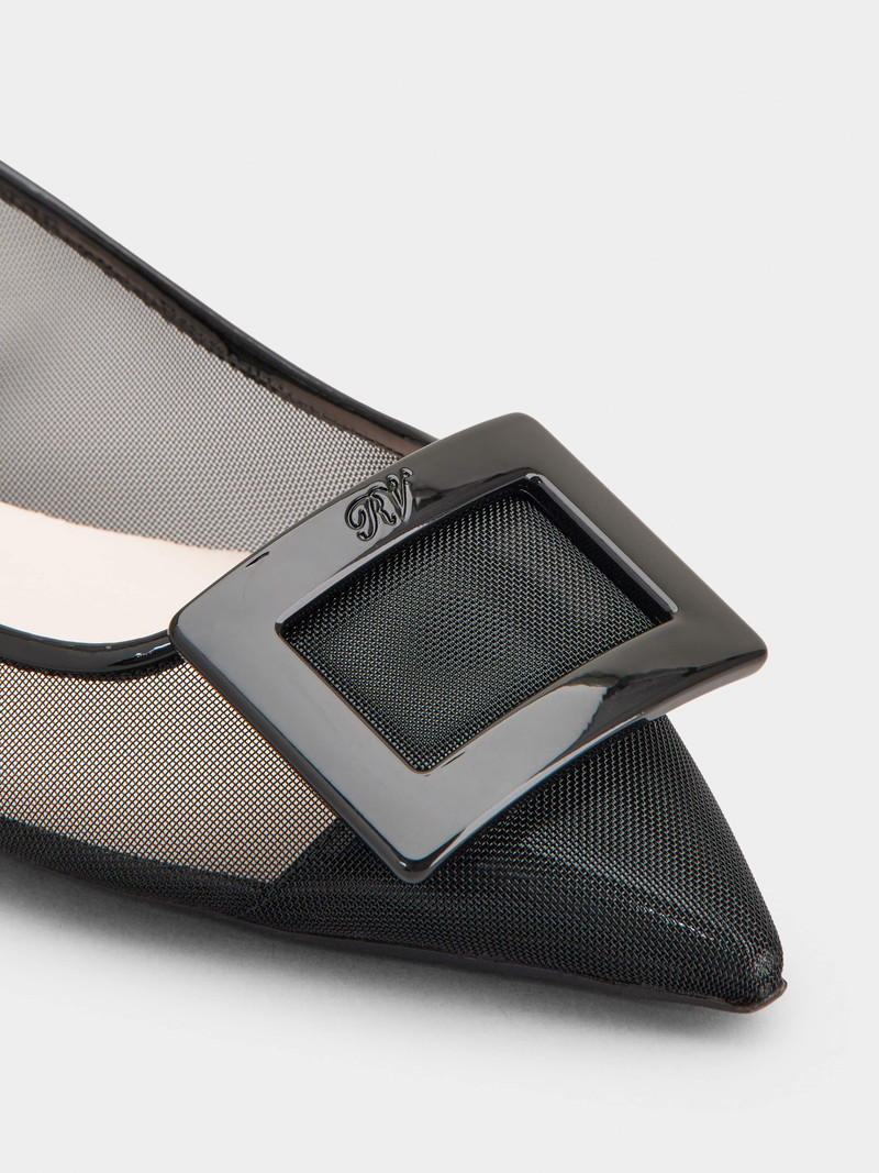 Gommettine Net Lacquered Buckle Slingback Ballerinas in Fabric 3