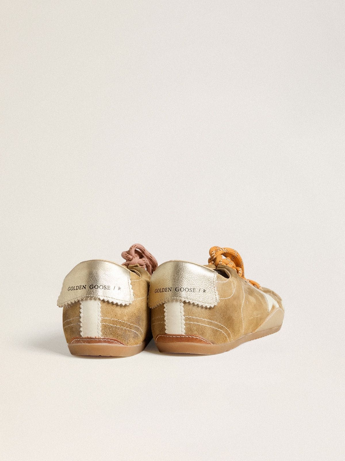 Women's True-Star in tobacco-colored suede with white star and platinum heel tab - 6