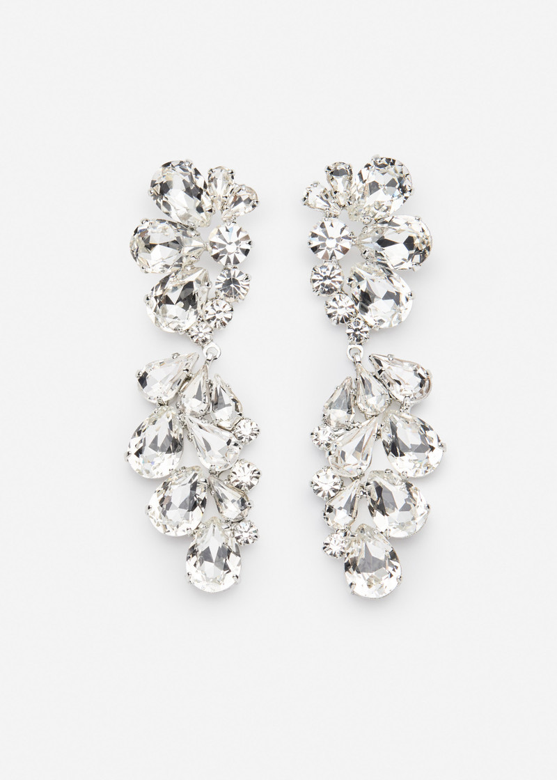 Teardrop crystal cluster earrings in silver 1