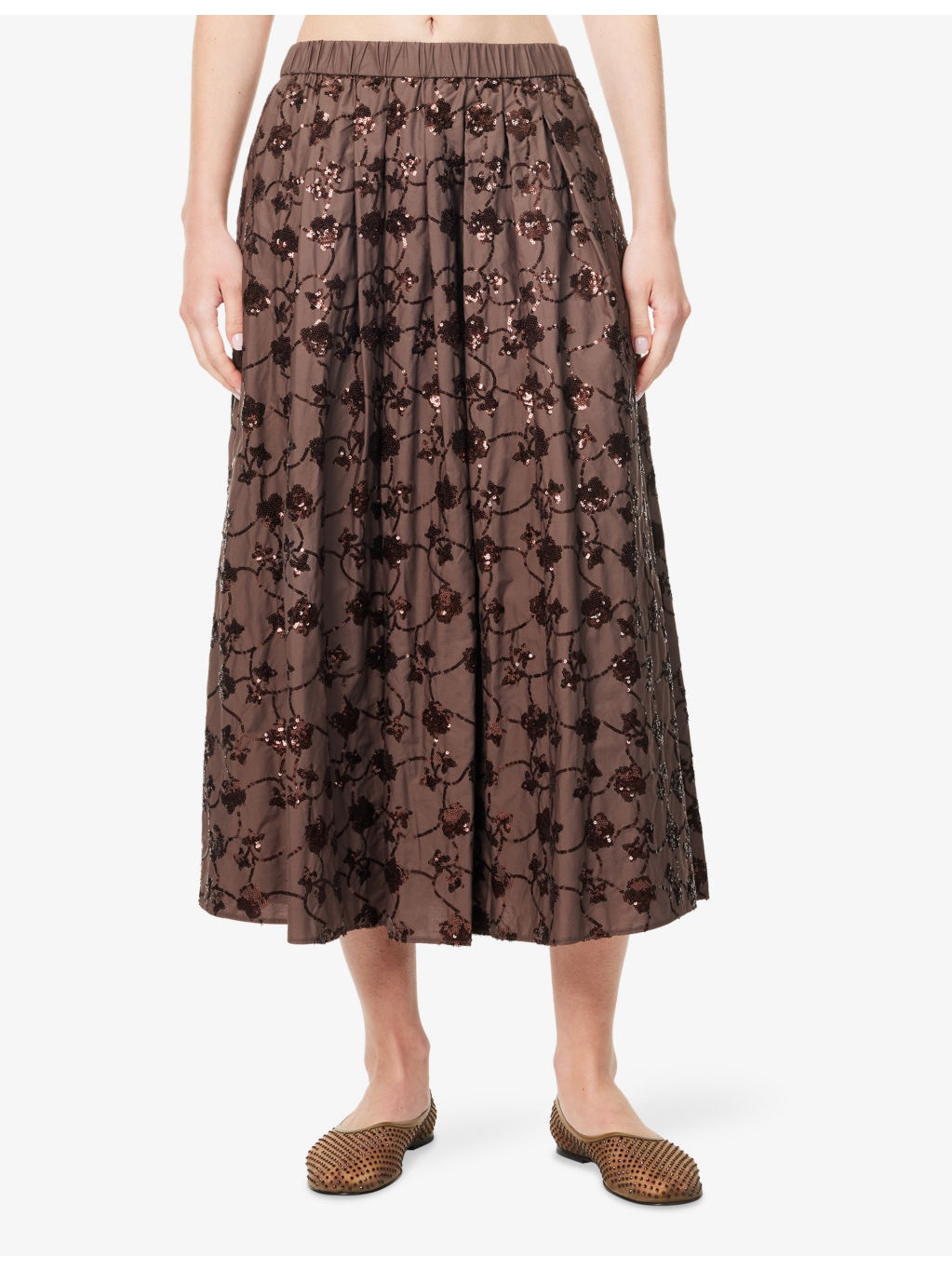 Tempra Sequin-Embellished Cotton Midi Skirt - 3