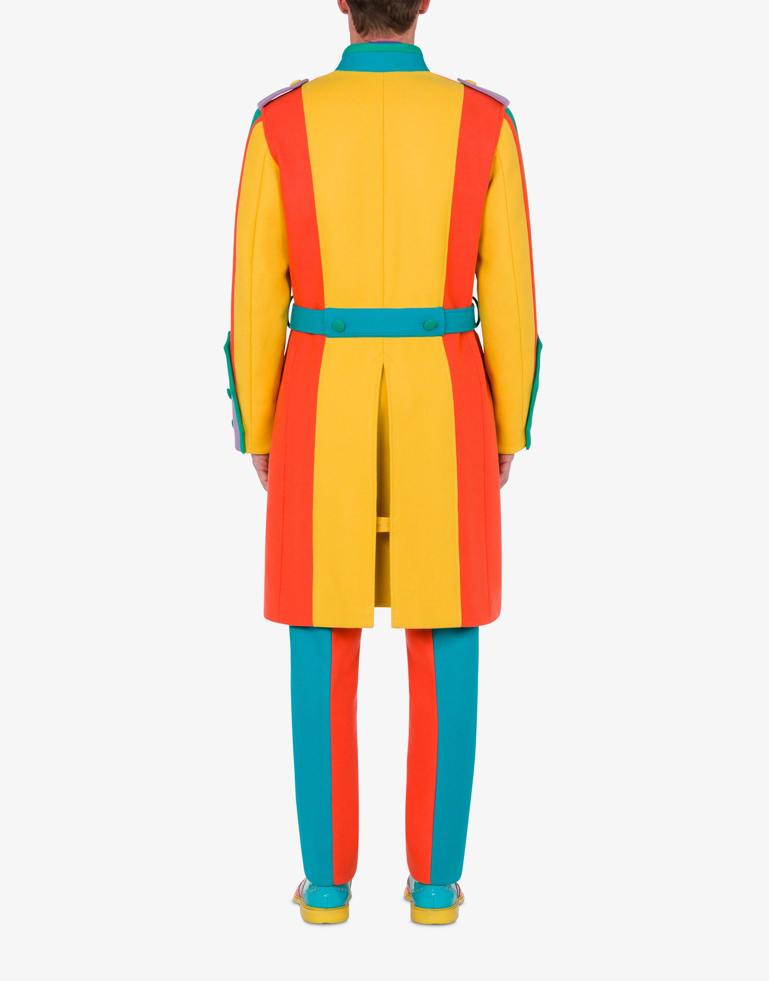 COLOUR-BLOCK WOOL CLOTH COAT - 3