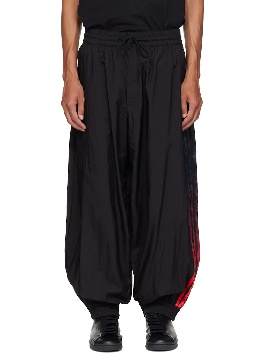 Black Gradient 3-Stripes Nylon Track Pants - 1